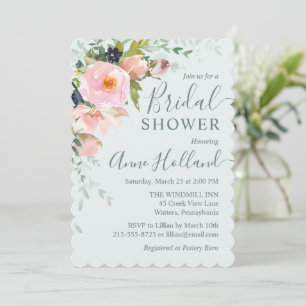 Blush roze Floral & Light Blue Vrijgezellenfeest Kaart