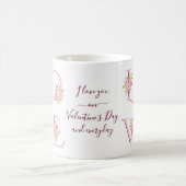 Blush roze floral Love typografie Valentijnsdag Koffiemok (Center)
