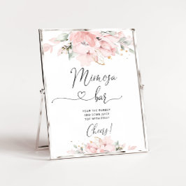 Blush roze floral Mimosa bar Poster