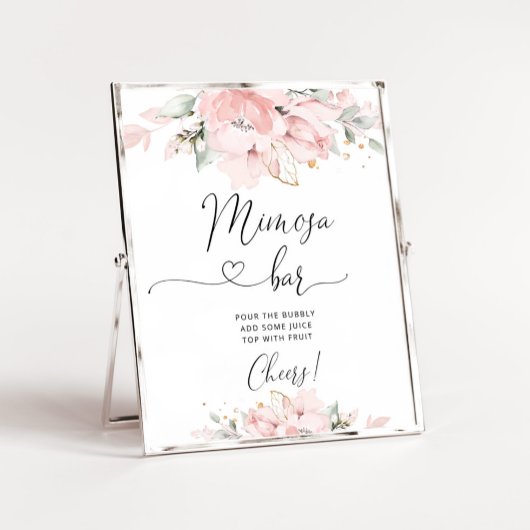 Blush roze floral Mimosa bar Poster