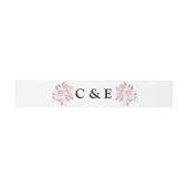 Blush Roze Floral Monogram Uitnodigingen Wikkel (Vlak)