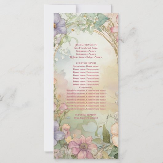 Blush roze Floral Quinceanera Celebration (Achterkant)