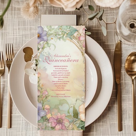 Blush roze Floral Quinceanera Celebration