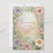 Blush roze Floral Quinceanera Celebration Kaart (Voorkant)