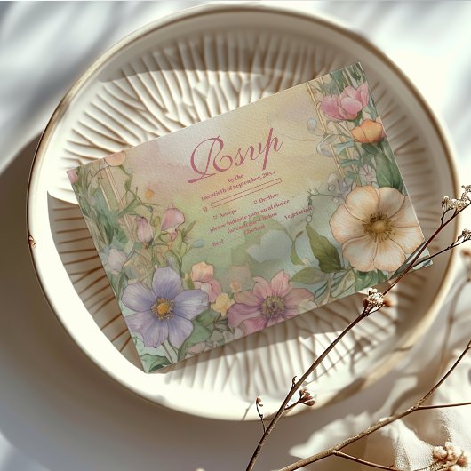 Blush roze Floral Quinceanera Celebration RSVP Kaartje