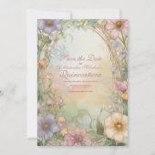 Blush roze Floral Quinceanera Celebration Save The Date (Voorkant)
