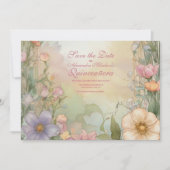 Blush roze Floral Quinceanera Celebration Save The Date (Voorkant)