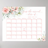 Blush roze floral Raad de vervaldatum kalender Poster (Voorkant)