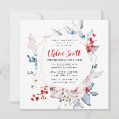 Blush Roze Floral Red Heart Vrijgezellenfeest Kaart (Voorkant)