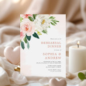 Blush Roze Floral Rehearsal Diner Uitnodiging