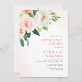 Blush Roze Floral Rehearsal Diner Uitnodiging (Voorkant)