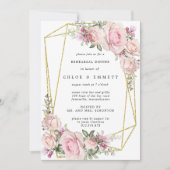 Blush Roze Floral Rehearsal Dinner Kaart (Voorkant)