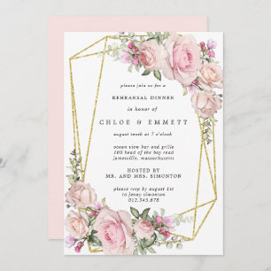 Blush Roze Floral Rehearsal Dinner Kaart