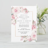 Blush Roze Floral Rehearsal Dinner Kaart (Staand voorkant)