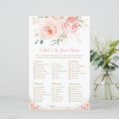 Blush roze Floral Shower Wat zit er in je paarse g (Staand voorkant)