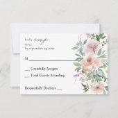 Blush Roze Floral & Succulent no Meal RSVP (Voorkant)