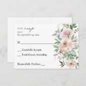 Blush Roze Floral & Succulent no Meal RSVP (Voorkant / Achterkant)