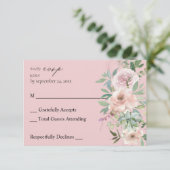 Blush Roze Floral & Succulent no Meal RSVP Roze (Staand voorkant)
