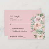 Blush Roze Floral & Succulent no Meal RSVP Roze (Voorkant / Achterkant)