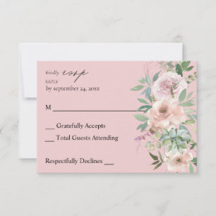 Blush Roze Floral & Succulent no Meal RSVP Roze
