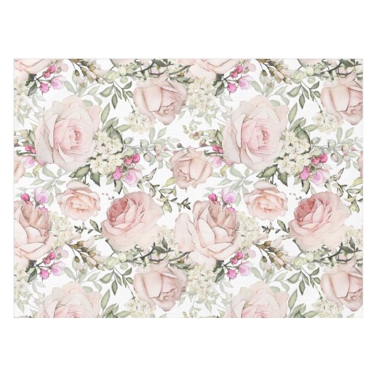 Blush Roze Floral Tafelkleed (Voorkant (Horizontaal))