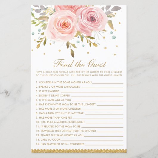 Blush roze Floral vind het gamen van het gastBaby  (Voorkant)