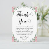 Blush roze floral vrijgezellenfeest Dank u kaarten (Staand voorkant)