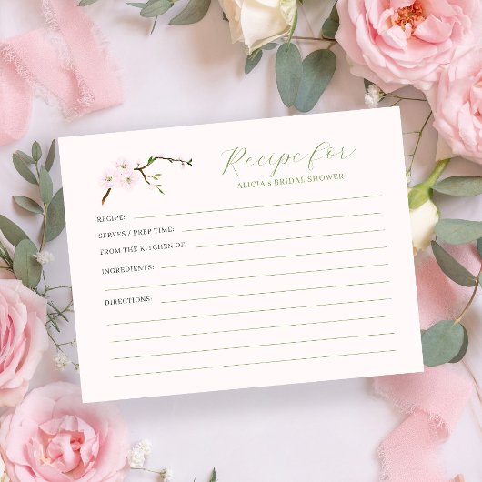Blush roze floral vrijgezellenfeest recept informatiekaartje