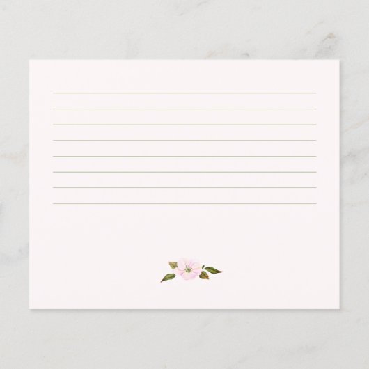 Blush roze floral vrijgezellenfeest receptkaart (Achterkant)