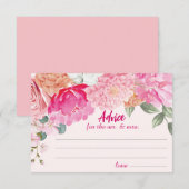 Blush roze Floral Vrijgezellenfeest Spelletjes Informatiekaartje (Voorkant / Achterkant)