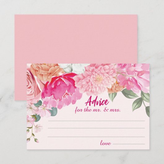 Blush roze Floral Vrijgezellenfeest Spelletjes Informatiekaartje (Voorkant / Achterkant)