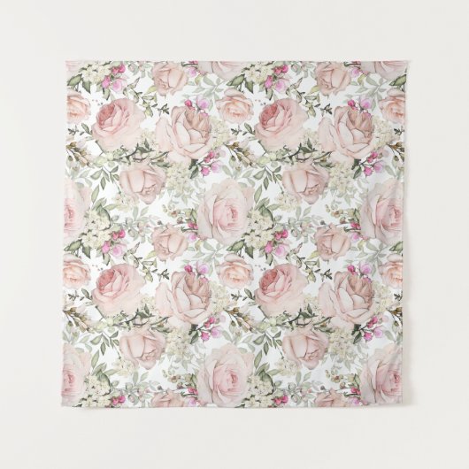 Blush Roze Floral Wandkleed (Voorkant (horizontaal))