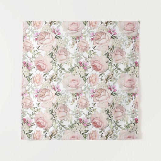 Blush Roze Floral Wandkleed (Voorkant)