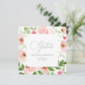 Blush roze floral waterverf afstuderen uitnodiging (Staand voorkant)