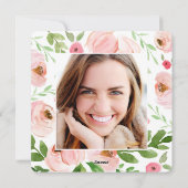 Blush roze floral waterverf afstuderen uitnodiging (Achterkant)