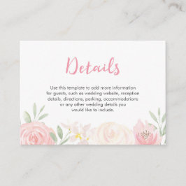 Blush roze floral waterverf | Wishing Well kaart