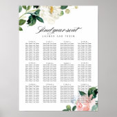 Blush roze Floral Wedding Seating Chart Poster (Voorkant)