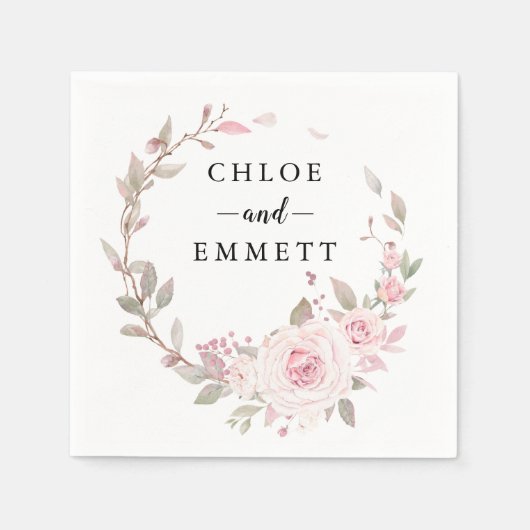 Blush Roze Floral Wreath Servet (Voorkant)