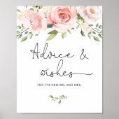 Blush roze florale adviezen en wensen voor Passen  Poster (Voorkant)