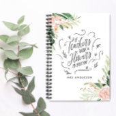 Blush roze florale dank je cadeautje voor leraar notitieboek