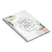 Blush roze florale dank je cadeautje voor leraar notitieboek (Rechterzijde)