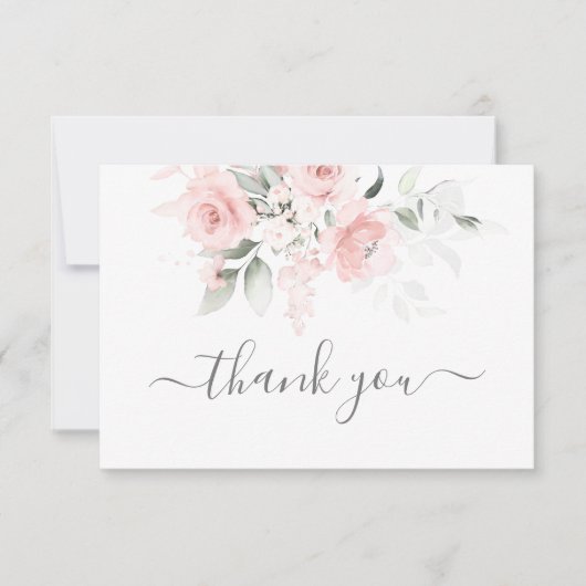 Blush roze florale dank je creditcard bedankkaart (Voorkant)