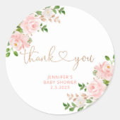 Blush roze florale dank ronde sticker (Voorkant)