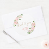 Blush roze florale dank ronde sticker (Envelop)