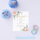 Blush roze florale eucalyptusbar menu (Enkel)
