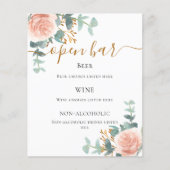 Blush roze florale eucalyptusbar menu (Voorkant)