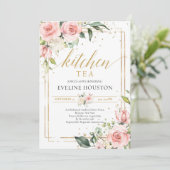 Blush roze florale faux gouden lijsten keuken thee kaart (Staand voorkant)