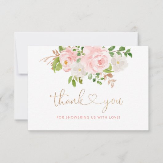 Blush roze florale goud bedankt je creditcard kaart (Voorkant)