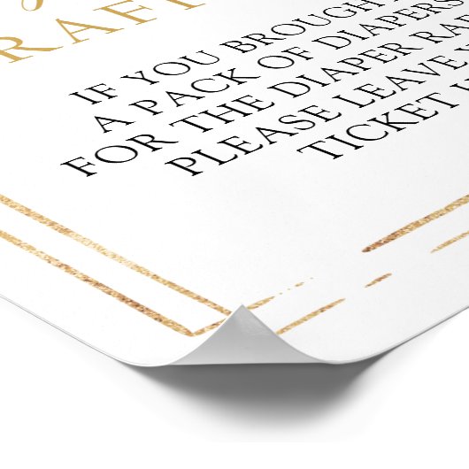 Blush roze florale goud geometrische Diaper Raffle Poster (Hoek)