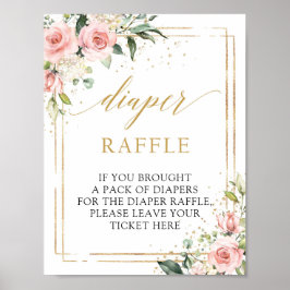 Blush roze florale goud geometrische Diaper Raffle Poster